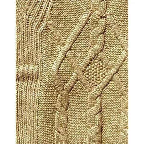 Kika Vargas Women's Size Medium Metallic Gold Cable Knit Sweater Style Tank Top - Picture 2 of 8